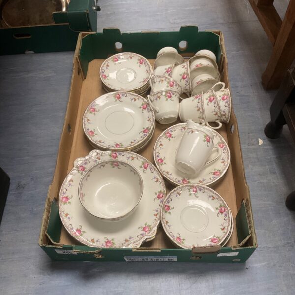 Vintage Tuscan China tea set with a delicate floral pattern.