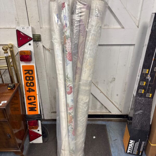 Five rolls of patterned upholstery fabric from Sanderson and Tilley Marr.