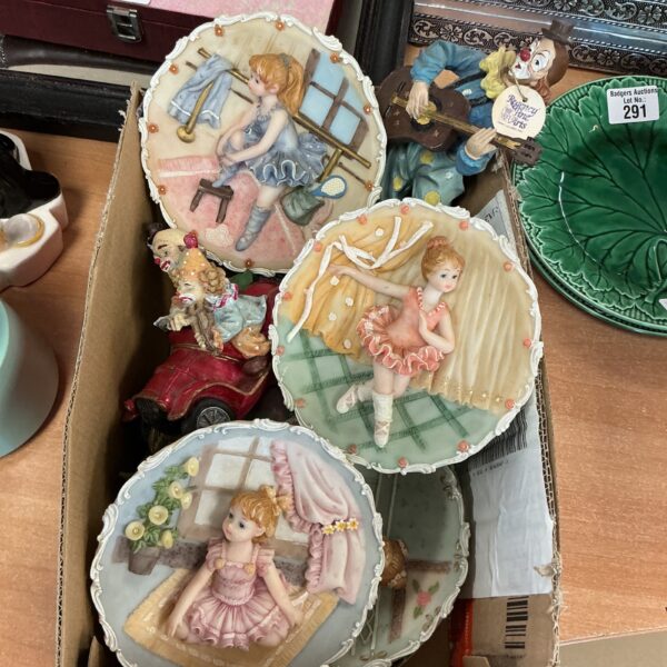 Vintage Valentina porcelain wall plates and figures collection.