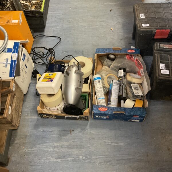 Mixed lot of Venso adhesives and a handheld vacuum cleaner.