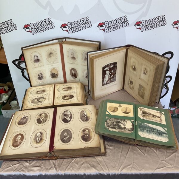 Group of five antique Victorian photograph albums, 19th century.