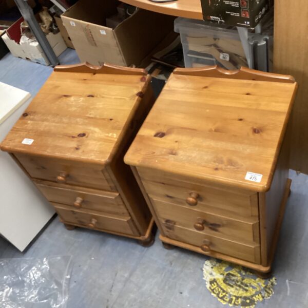 Pair of vintage pine bedside cabinets with drawers.