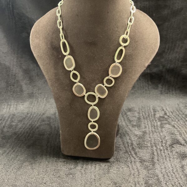 Vintage Belle Paris silver tone chain link pendant necklace.