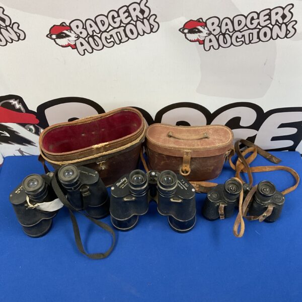 Vintage binoculars lot featuring Sterling and Miranda brands.