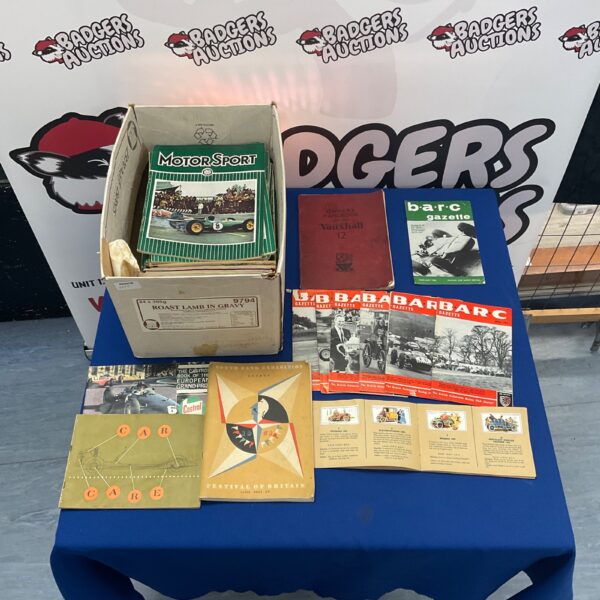 Lot of vintage car books and journals, including BARC magazine.