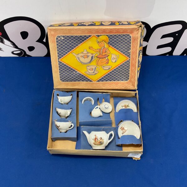 Boxed vintage children’s tea set, hand-painted German porcelain.