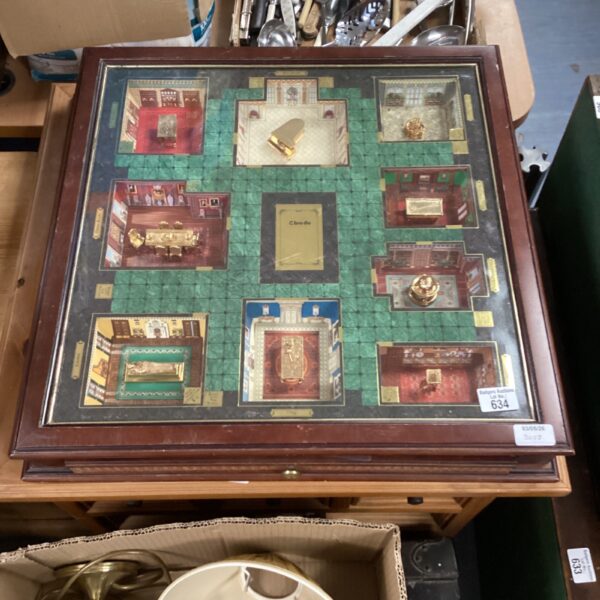 Vintage Cluedo diorama board game with drawer for pieces.