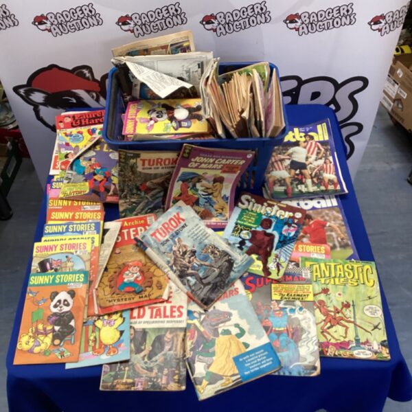 Lot of vintage comics and magazines, including Sunny Stories.