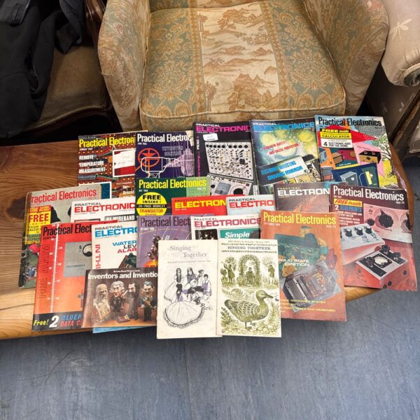 Lot of vintage 1960s electronics magazines for collectors.