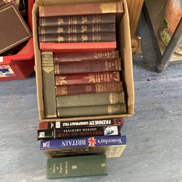 Vintage encyclopedia books and Britain during the war book collection.