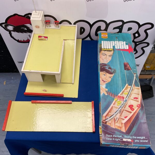 Vintage Esso wooden garage and Ideal Impact Game set.