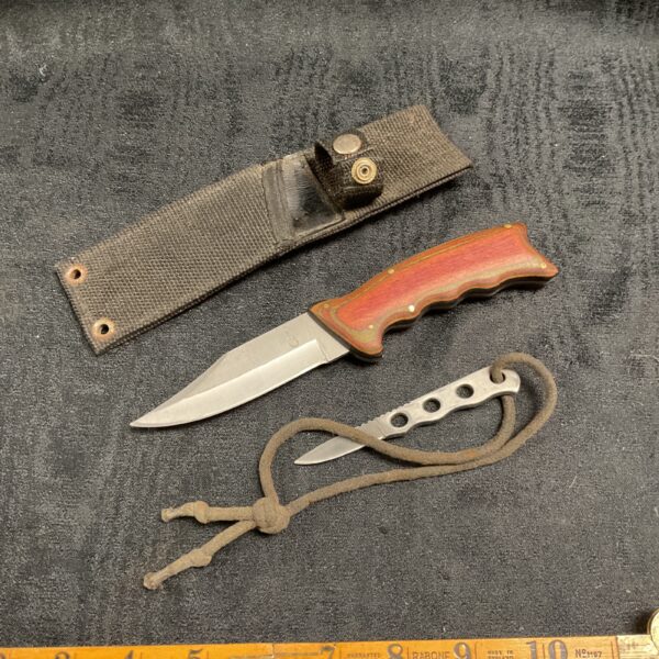 Vintage fishing knife set with wood handle and fillet knife.