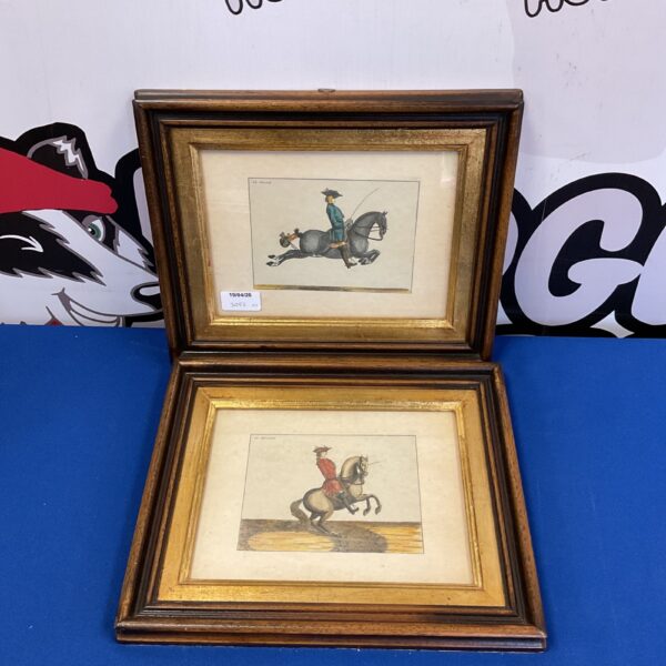 Vintage French horse prints titled Le Pegase and Le Brillant.