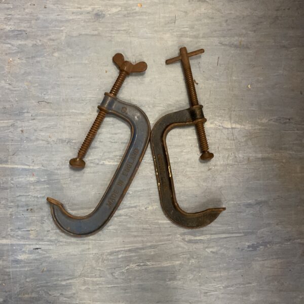 Vintage metal G clamp for woodworking and metalworking.