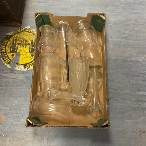 Lot of vintage glass decanters for collectors and home decor.