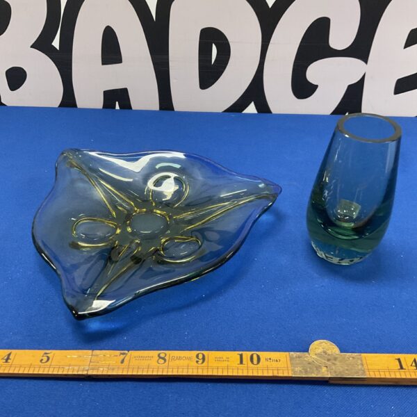 Vintage glass dish by Zabkowrie, mid-century modern style.