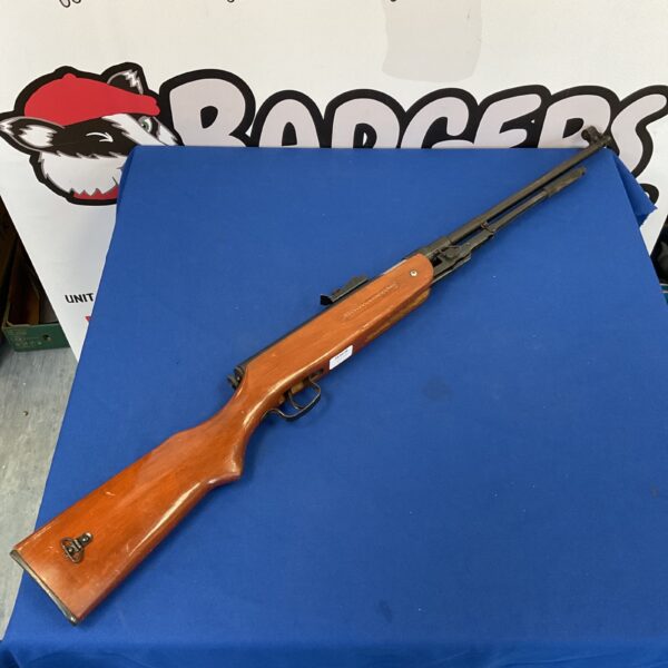 Vintage Lion air rifle with wooden stock, collectible airgun.
