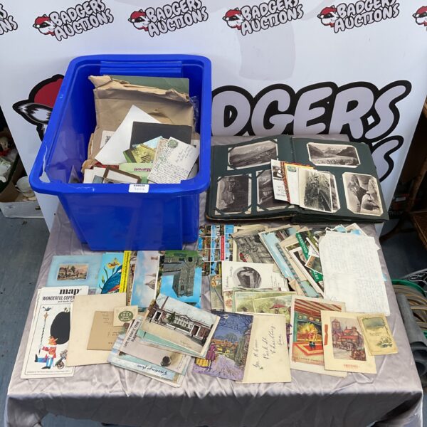 Large lot of vintage postcards and antique ephemera for collectors.