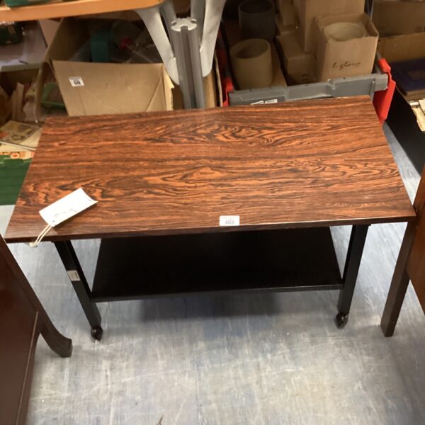 Vintage rosewood coffee table trolley with lower shelf.