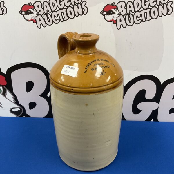Vintage H Kingham & Sons salt glazed flagon, Watford pottery.