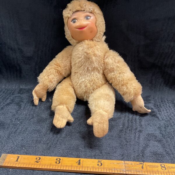 Vintage Schuko orangutan plush toy, collectible mid-century stuffed animal.