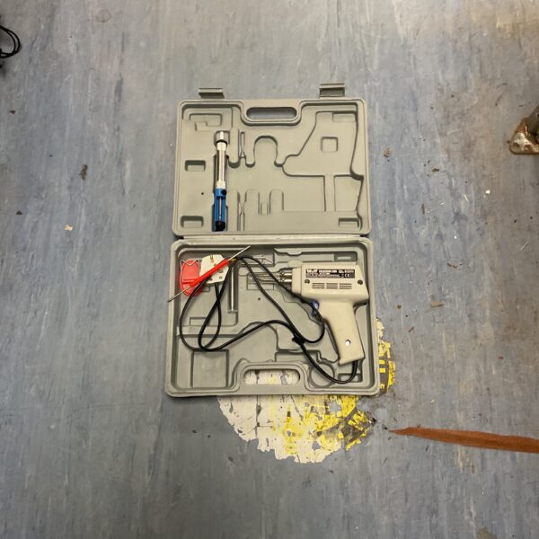 Vintage Sears Craftsman soldering gun kit in open case.
