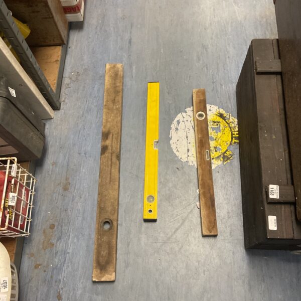 Vintage sprint levels set for woodworking and measuring.