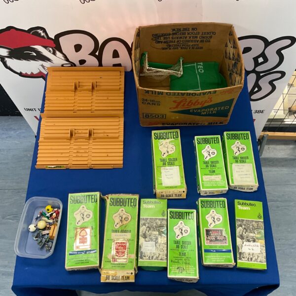 Vintage Subbuteo football teams from the 1970s, collectible table soccer.