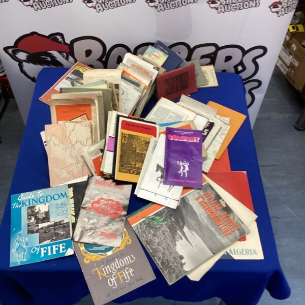 Lot of vintage theatre programs and road maps, collectible ephemera.