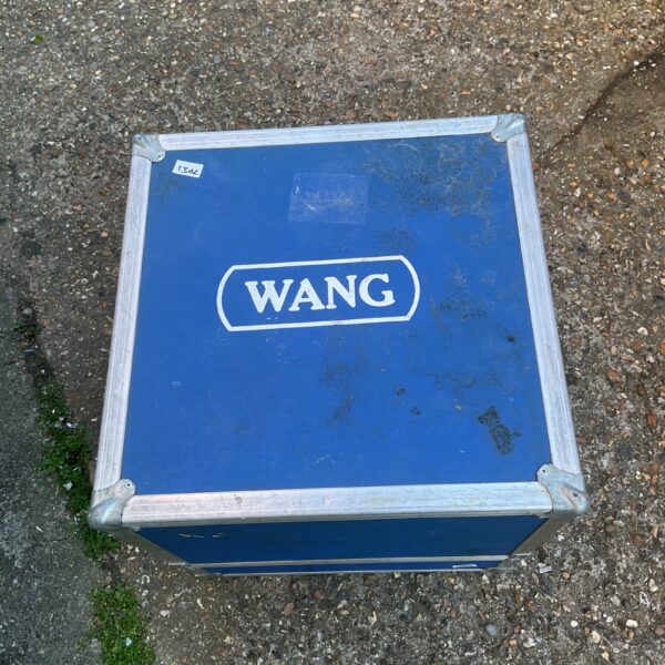 Large vintage Wang storage box with blue paint.
