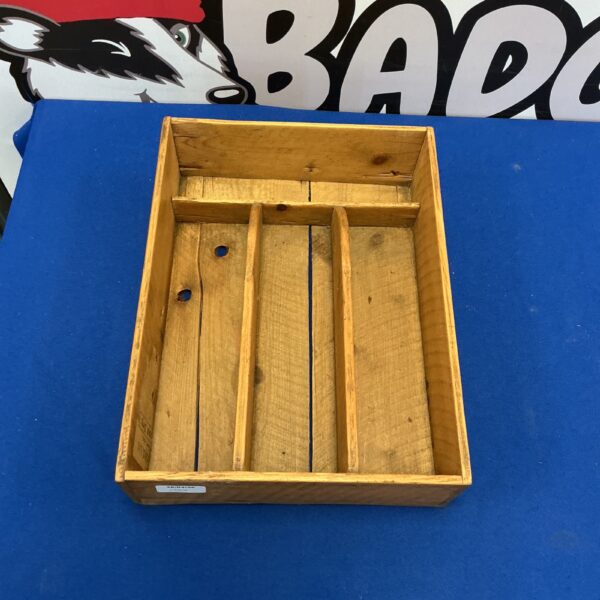 Vintage wooden cutlery tray for silverware organisation.