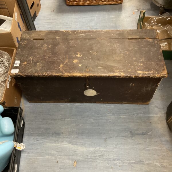 Vintage wooden storage box with a weathered patina.