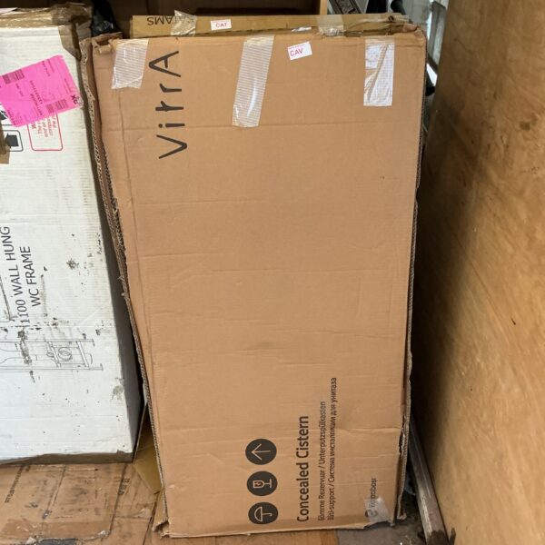 Vitara concealed cistern in original packaging, bathroom fixture.