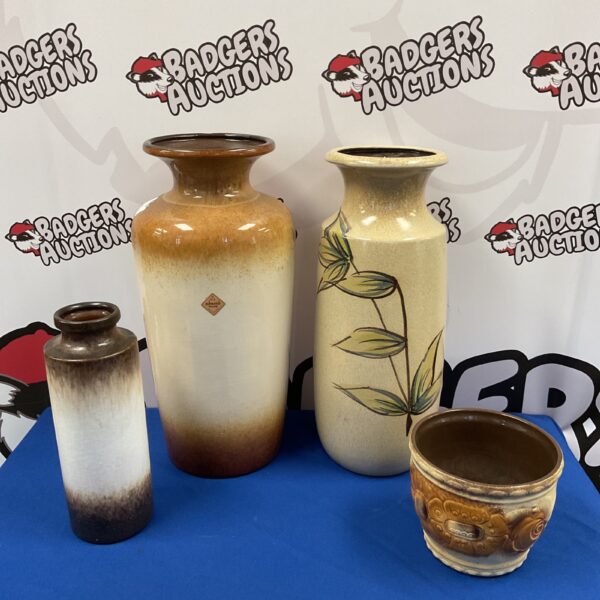 Vintage West German pottery vase with textured glaze.