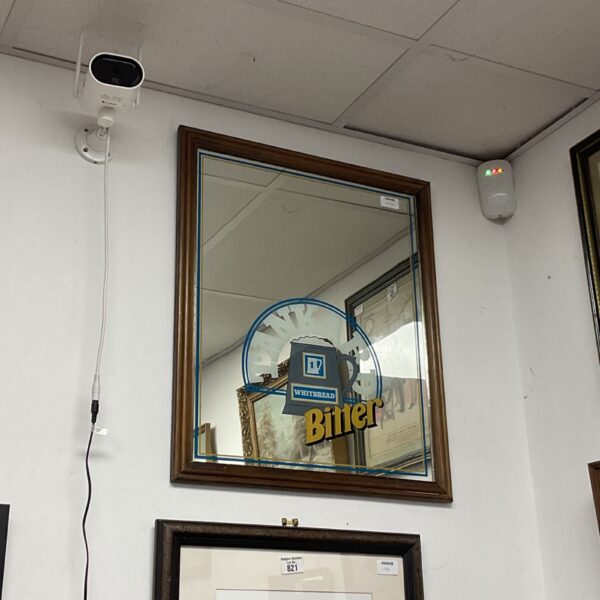 Vintage Whitbread Bitter pub mirror with tankard design.