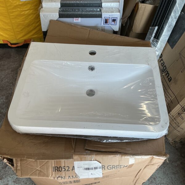 White ceramic wash basin for bathroom installation and renovation.