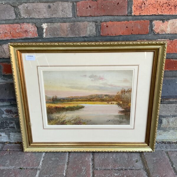 William H Wright watercolour painting of Wargrave Hall by the River Thames.