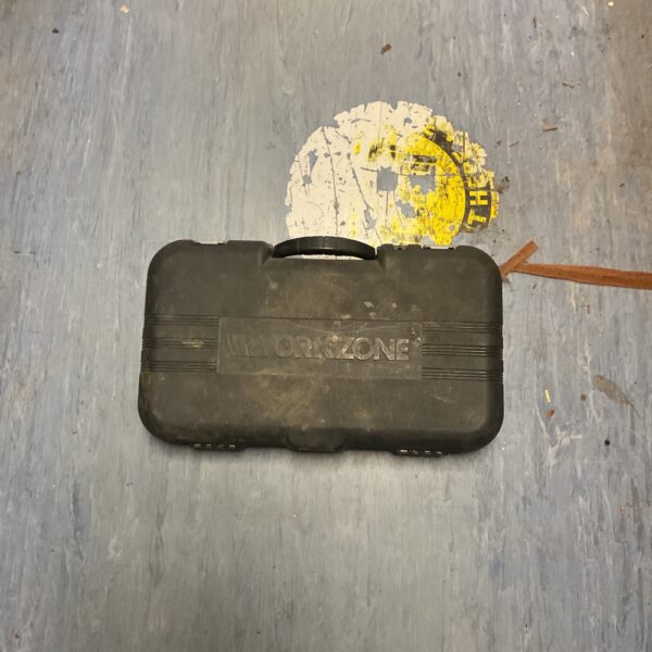 Closed Workzone tool set case with handle, showing wear.