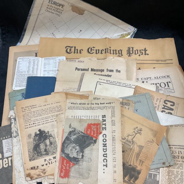 WWII propaganda and ephemera lot, vintage newspapers and leaflets.