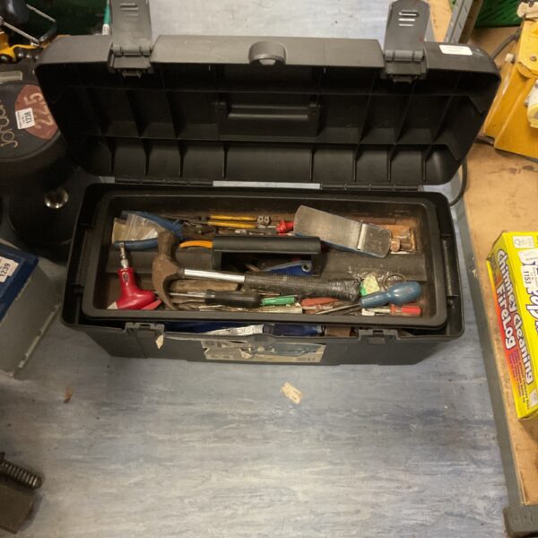 Vintage metal Zag Series 2000 toolbox with tools inside.