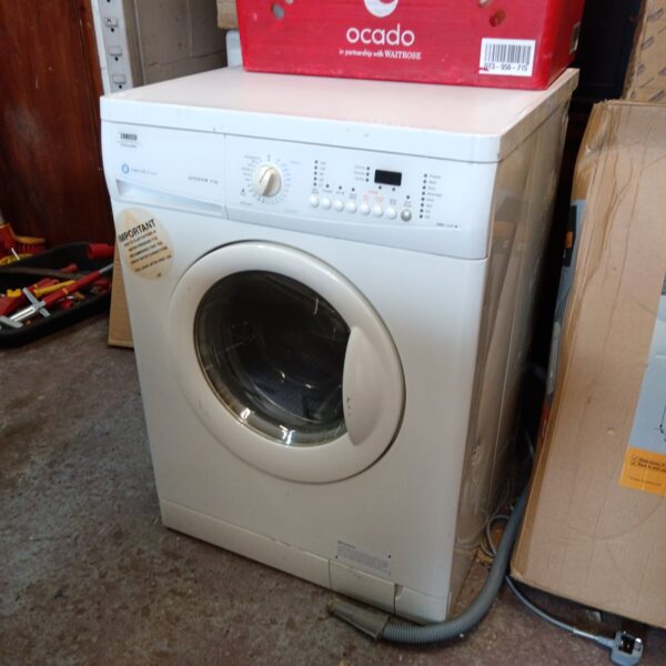 White Zanussi ZWD 1480W washing machine front view.