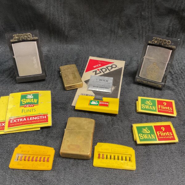 Vintage Zippo lighter lot with Royal Greenjackets engraving.