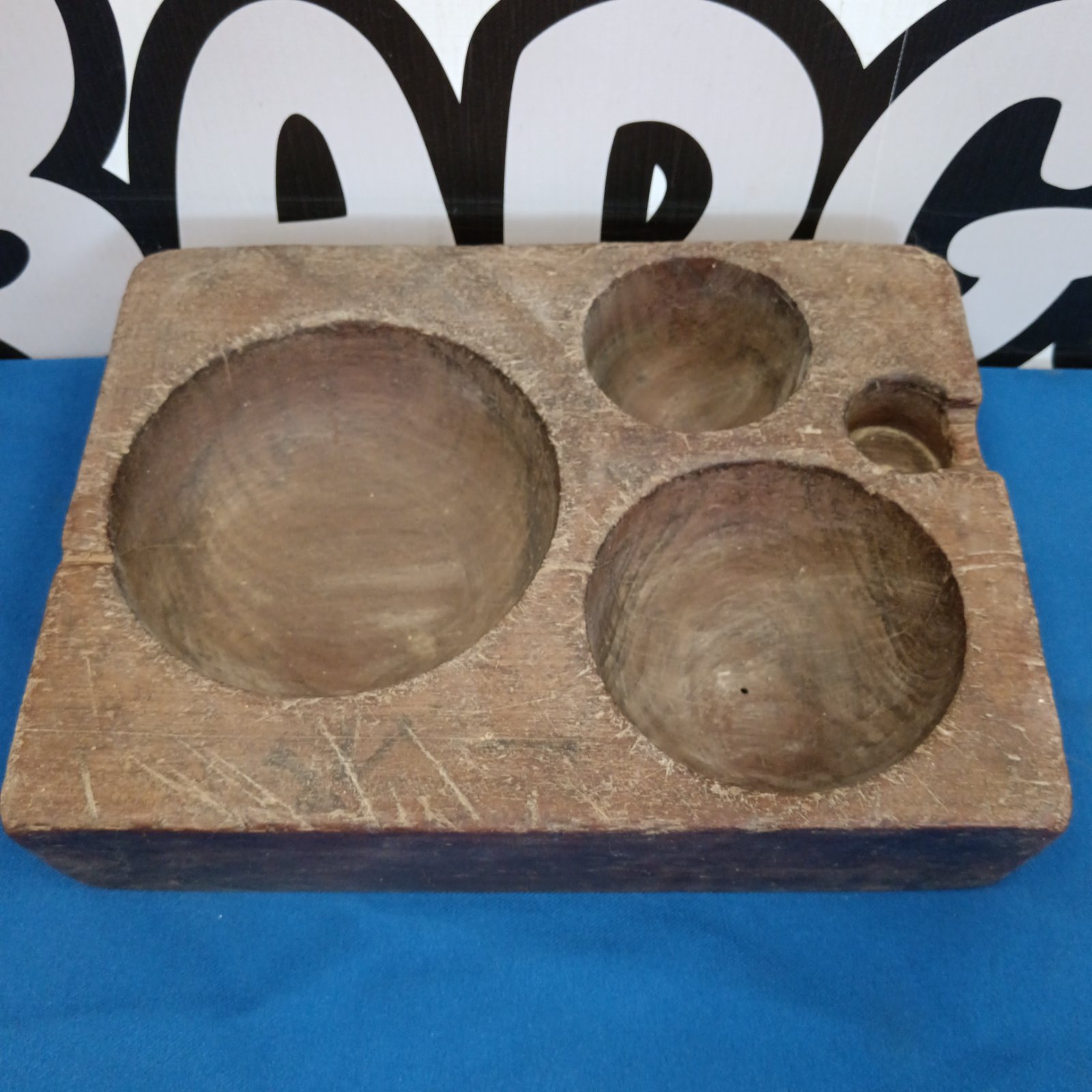 Antique wooden shop coin register bowl