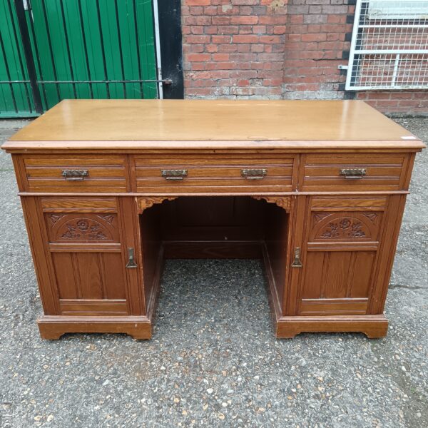 antique arts & crafts three drawer desk