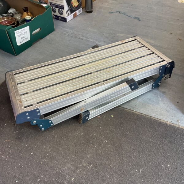 Silver aluminium folding step ladder for DIY and decorating.