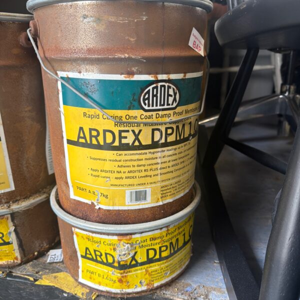 ARDEX DPM1 5kg container of damp proof membrane and moisture suppressant.