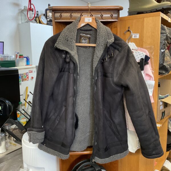 Atlas for Men small suede pilots jacket with shearling collar.