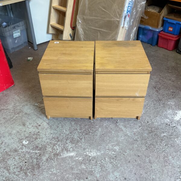 Pair of vintage wooden bedside chests of drawers.