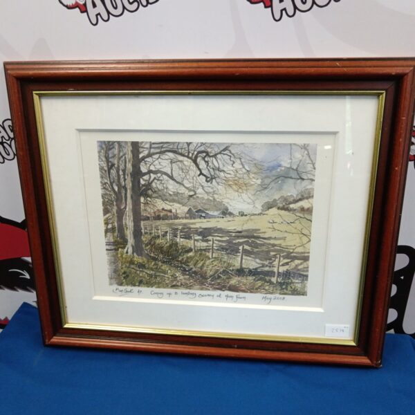 Signed Ben Cook farm print depicting lambing season at Ham Farm.