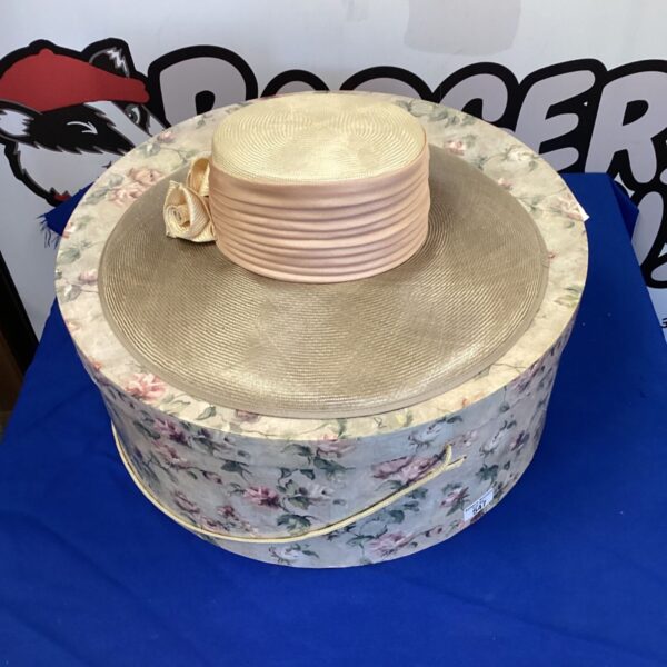 Vintage Bermona ladies event hat with floral pattern.